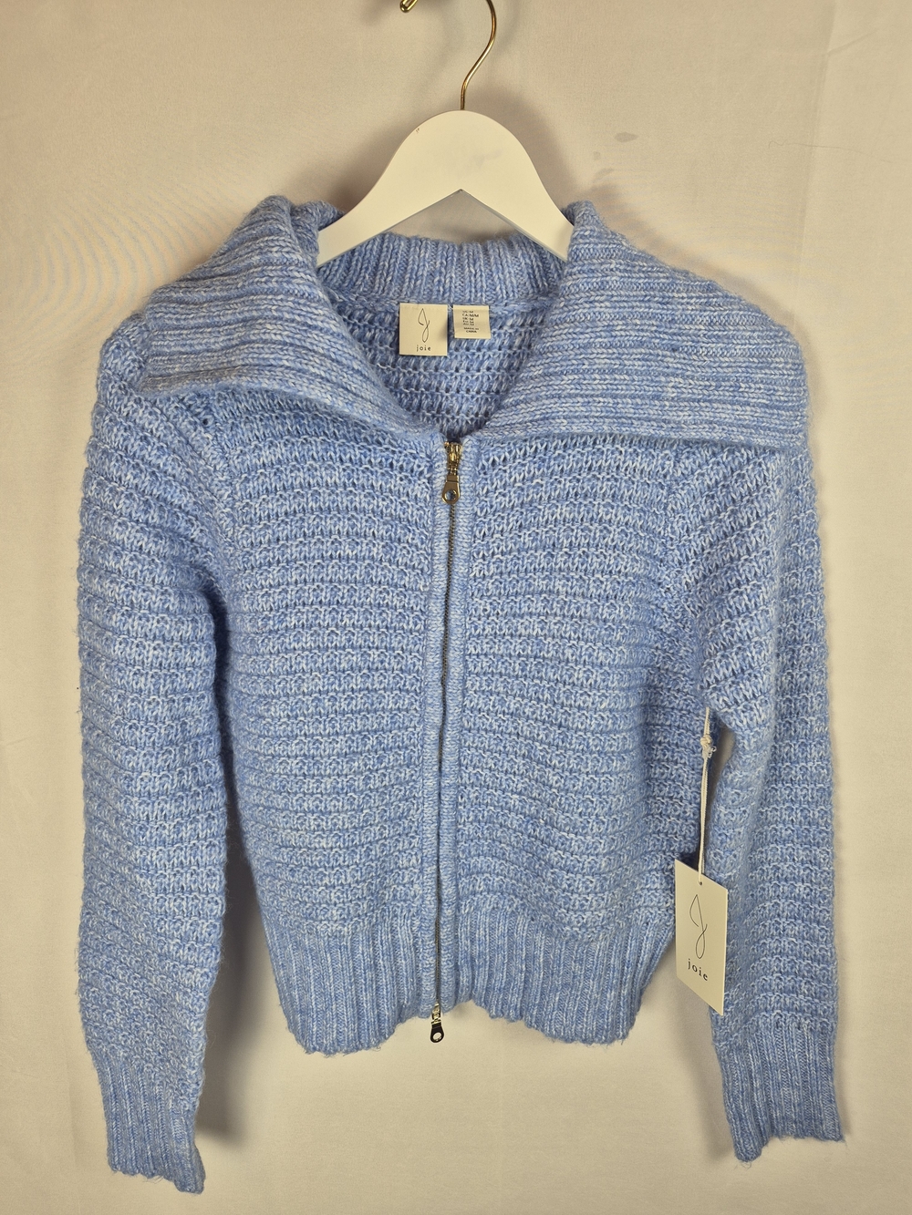 Joie Light Blue Knit Zip Cardigan Size M